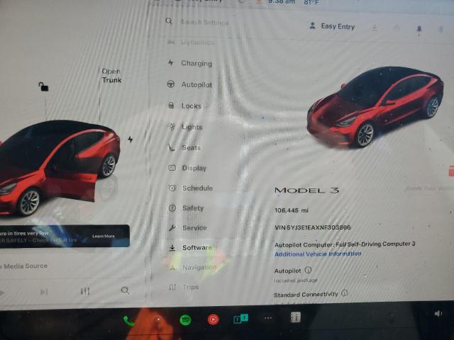 2022 TESLA MODEL 3 5YJ3E1EAXNF303866