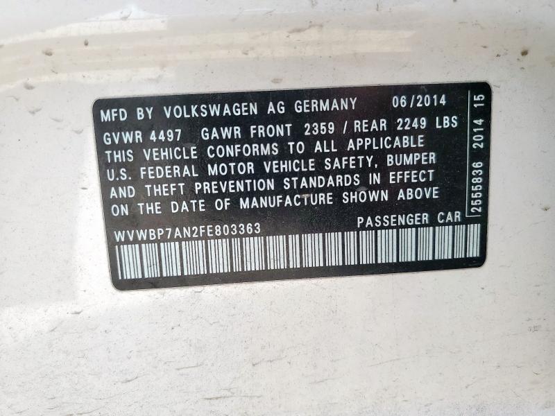 2015 VOLKSWAGEN CC SPORT WVWBP7AN2FE803363
