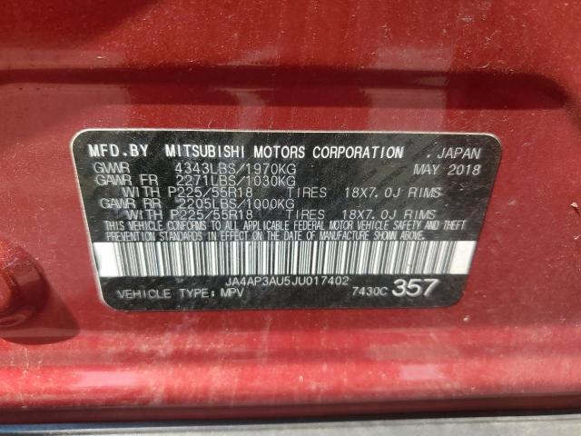 2018 MITSUBISHI OUTLANDER JA4AP3AU5JU017402