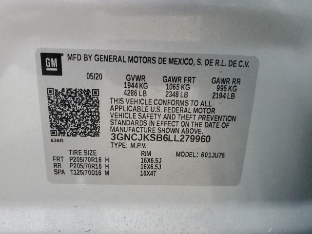 2020 CHEVROLET TRAX LS 3GNCJKSB6LL279960