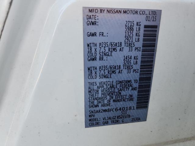 2015 NISSAN PATHFINDER 5N1AR2MN8FC640181