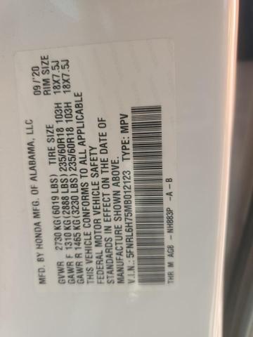 2021 HONDA ODYSSEY EXL 5FNRL6H75MB012123