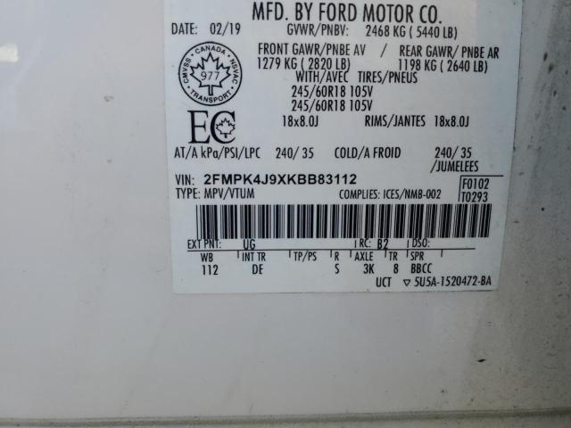 2019 FORD EDGE SEL 2FMPK4J9XKBB83112