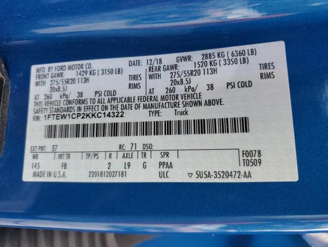 2019 FORD F150 SUPER - 1FTEW1CP2KKC14322