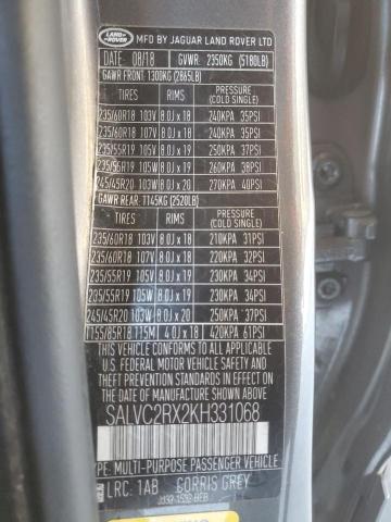 2019 LAND ROVER RANGE ROVE SALVC2RX2KH331068
