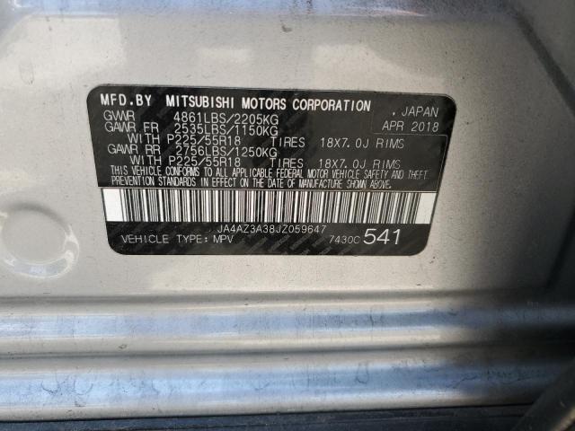 2018 MITSUBISHI OUTLANDER JA4AZ3A38JZ059647