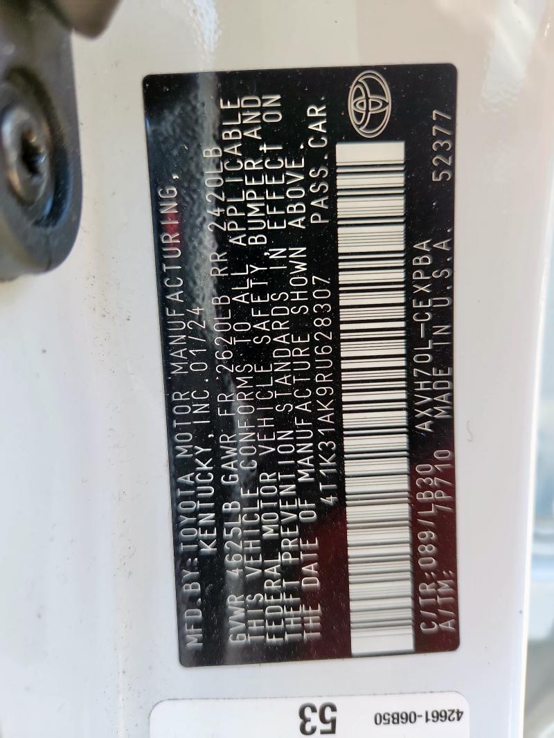 2024 TOYOTA CAMRY XSE 4T1K31AK9RU628307