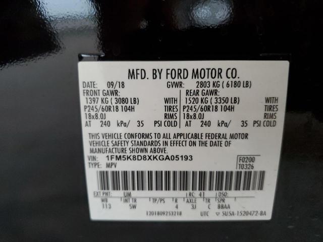 2019 FORD EXPLORER X 1FM5K8D8XKGA05193