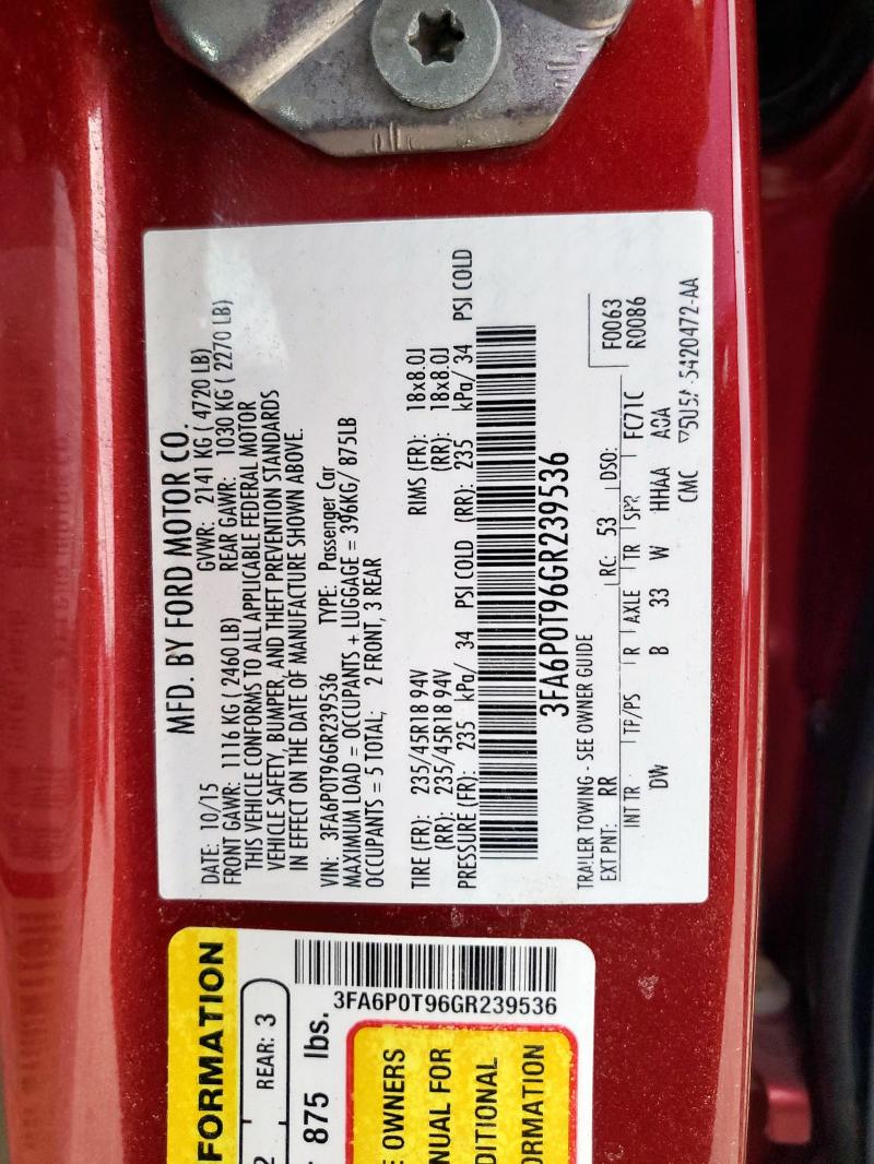 2016 FORD FUSION SE - 3FA6P0T96GR239536