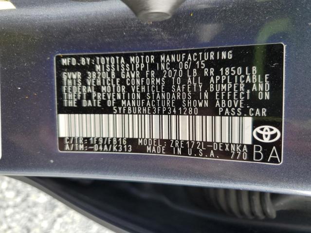 2015 TOYOTA CORROLA LE 5YFBURHE3FP341280