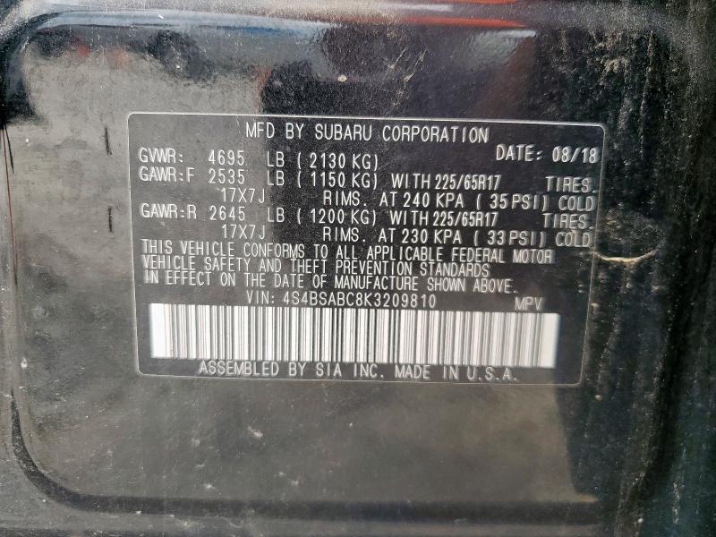 2019 SUBARU OUTBACK 2. - 4S4BSABC8K3209810