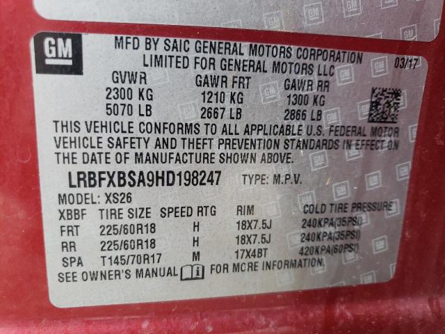 2017 BUICK ENVISION E LRBFXBSA9HD198247
