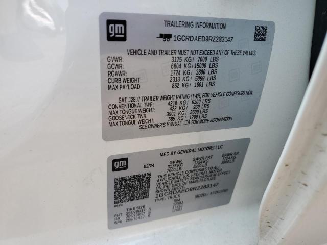 2024 CHEVROLET SILVERADO K1500 1GCRDAED9RZ283147