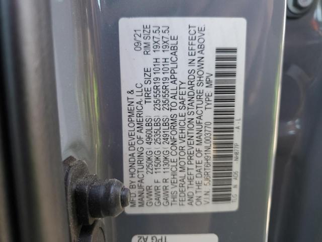 2022 HONDA CR-V TOURING 5J6RT6H91NL003770