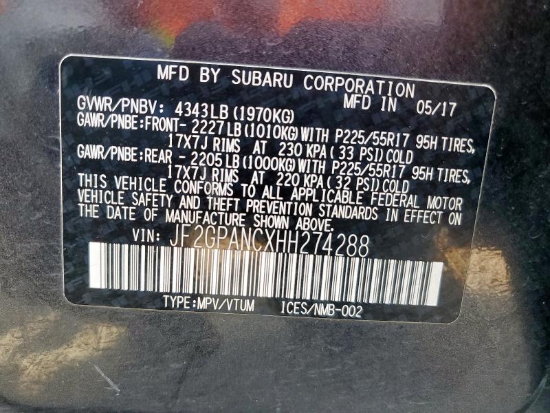 2017 SUBARU CROSSTREK JF2GPANCXHH274288
