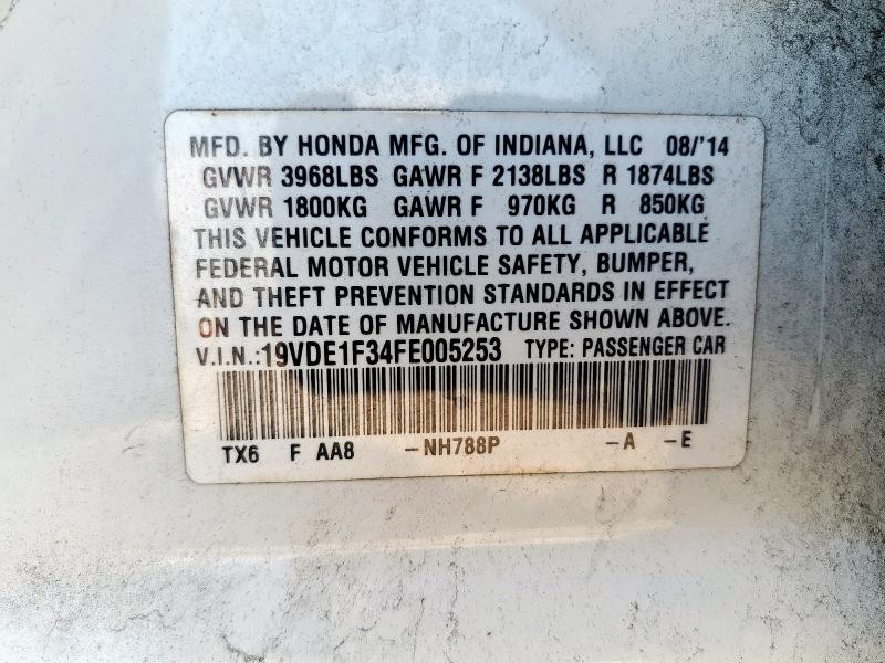 2015 ACURA ILX 20 19VDE1F34FE005253