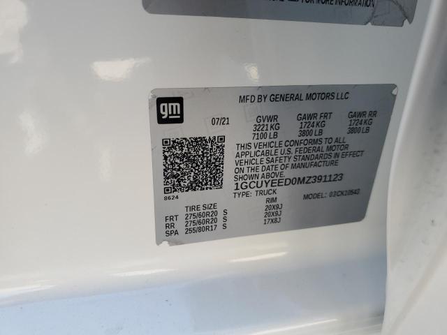 2021 CHEVROLET SILVERADO 1GCUYEED0MZ391123