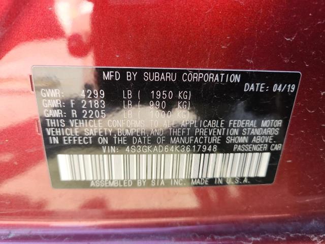 2019 SUBARU IMPREZA PR 4S3GKAD64K3617948