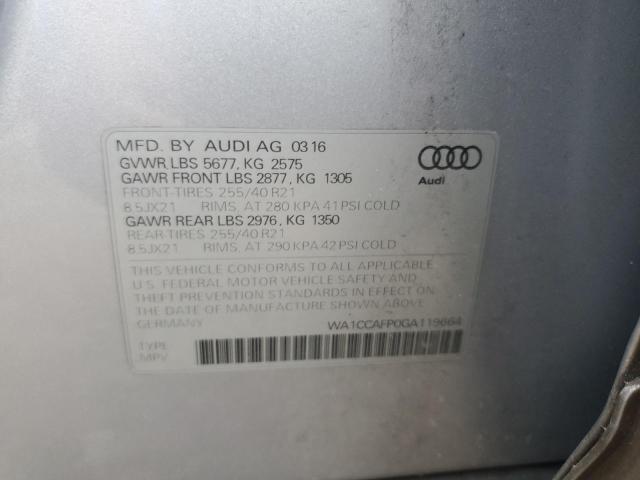 2016 AUDI SQ5 PREMIU WA1CCAFP0GA119664
