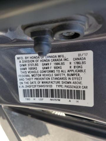 2017 HONDA CIVIC EX 2HGFC2F73HH519103
