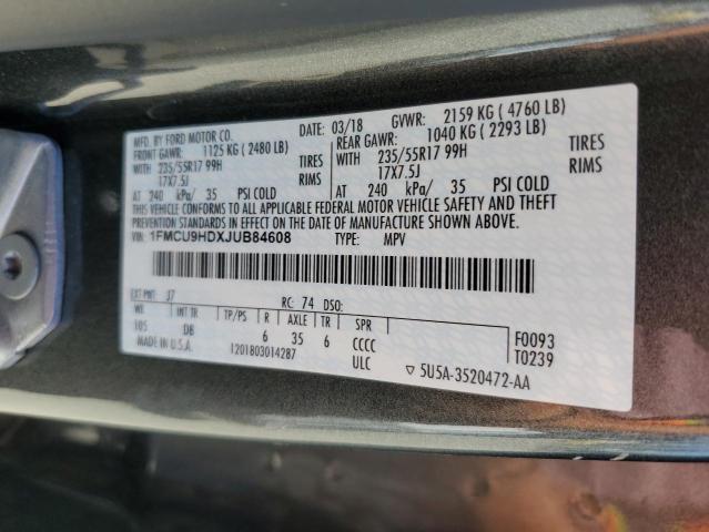 2018 FORD ESCAPE SEL - 1FMCU9HDXJUB84608