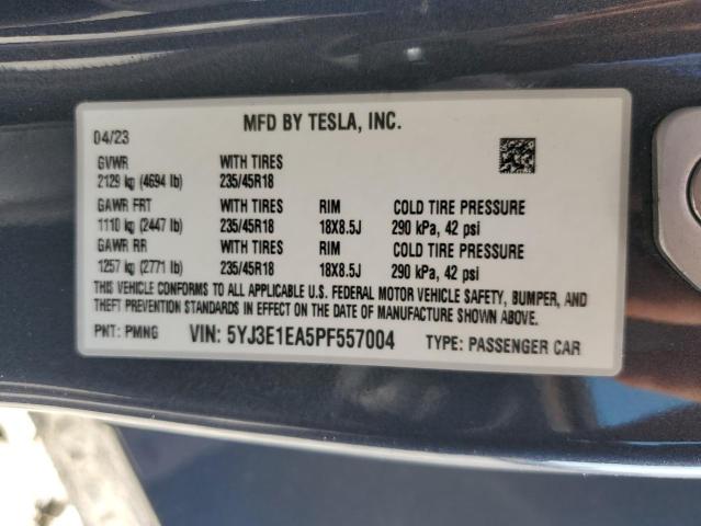 2023 TESLA MODEL 3 5YJ3E1EA5PF557004