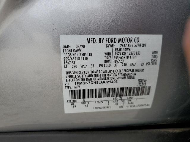 2020 FORD EXPLORER XLT 1FMSK7DH8LGC21493