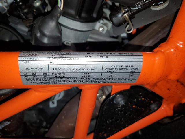 2018 KTM 390 DUKE MD2JPJ40XJC276891