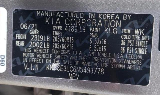 2022 KIA NIRO EX PR KNDCE3LC6N5493778