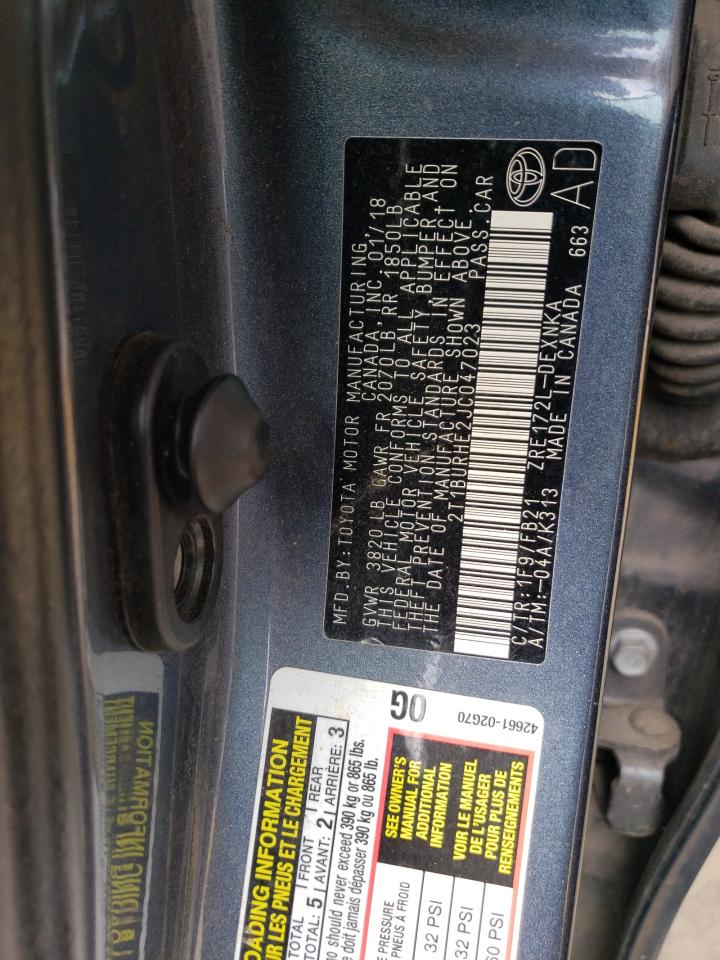 2T1BURHE2JC047023 TOYOTA COROLLA 2018
