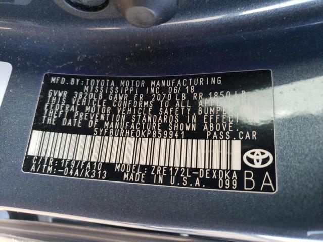 5YFBURHE0KP859941 Toyota Corolla L 10