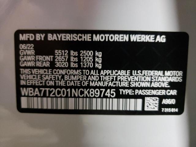 2022 BMW 740 I - WBA7T2C01NCK89745