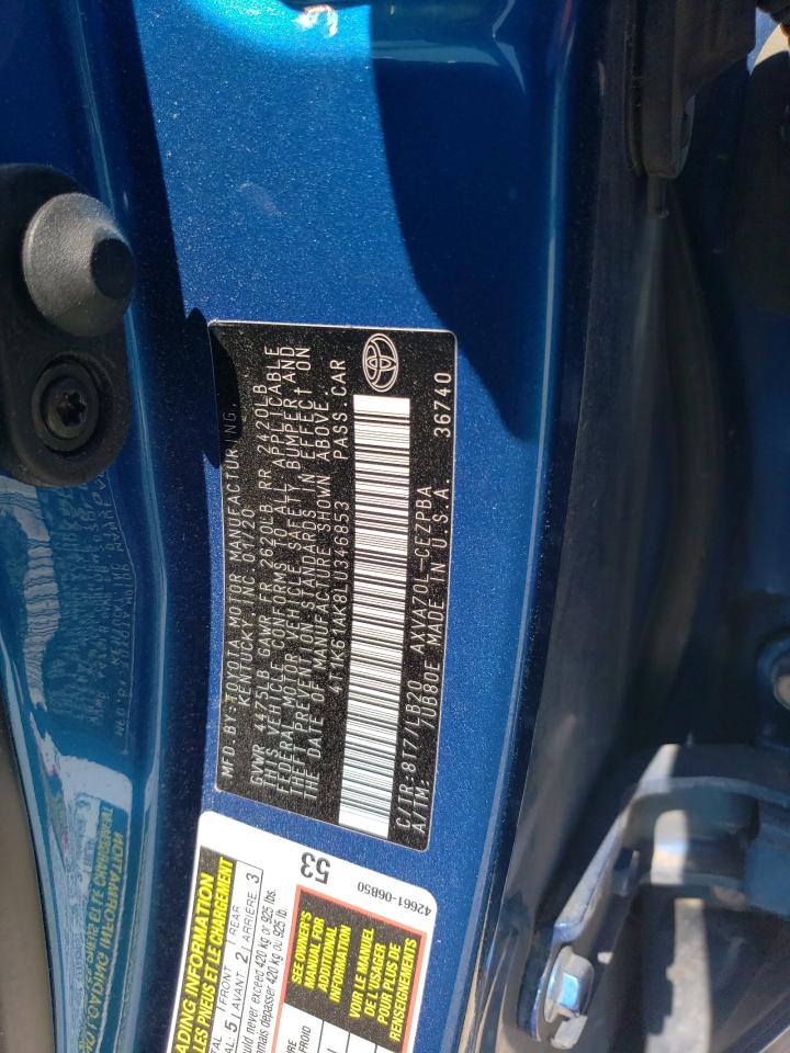 4T1K61AK8LU346853 TOYOTA CAMRY 2020