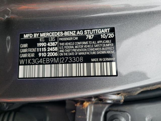 W1K3G4EB9MJ273308 Mercedes-Benz A 220