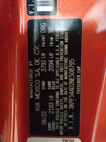 3KPF54AD2NE508795 KIA Forte Gt Line