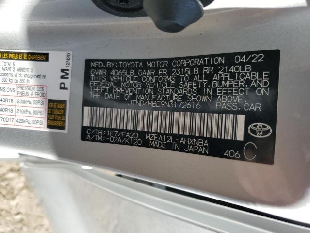 2022 TOYOTA COROLLA SE - JTND4MBE9N3172616