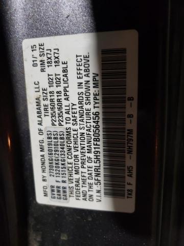 5FNRL5H91FB056456 Honda Odyssey Touring