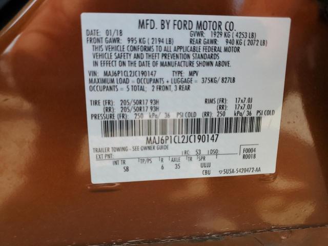 MAJ6P1CL2JC190147 Ford Ecosport Ses