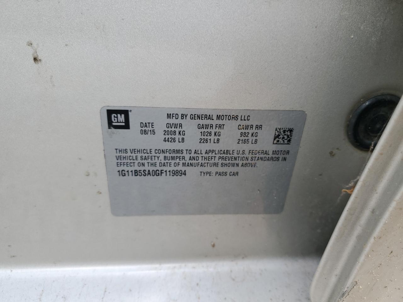 1G11B5SA0GF119894 CHEVROLET MALIBU 2016