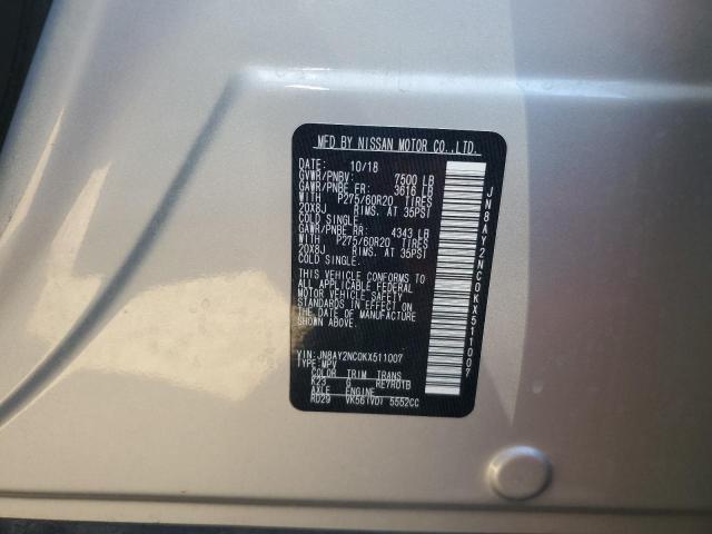 JN8AY2NC0KX511007 Nissan ARMADA SV