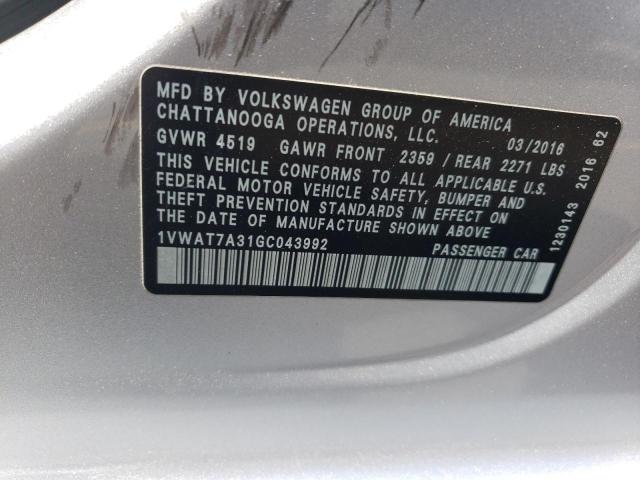 1VWAT7A31GC043992 Volkswagen PASSAT S