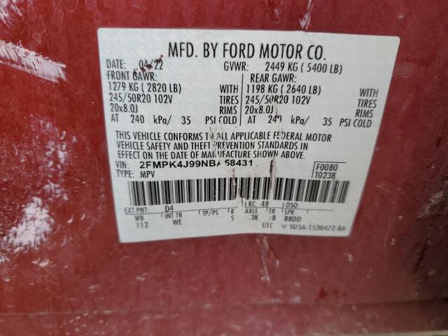 2FMPK4J99NBA58431 2022 FORD EDGE, photo no. 13