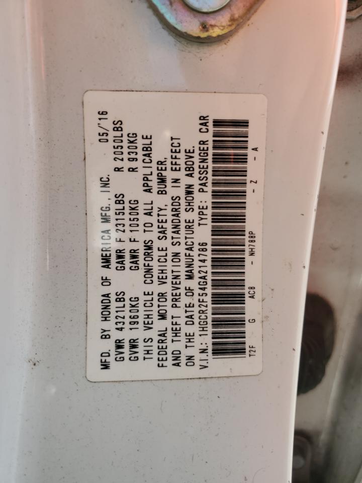 1HGCR2F54GA214786 HONDA ACCORD 2016