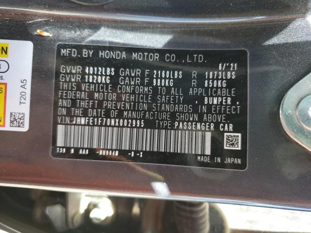 2022 HONDA CIVIC 4D JHMFE1F70NX002995