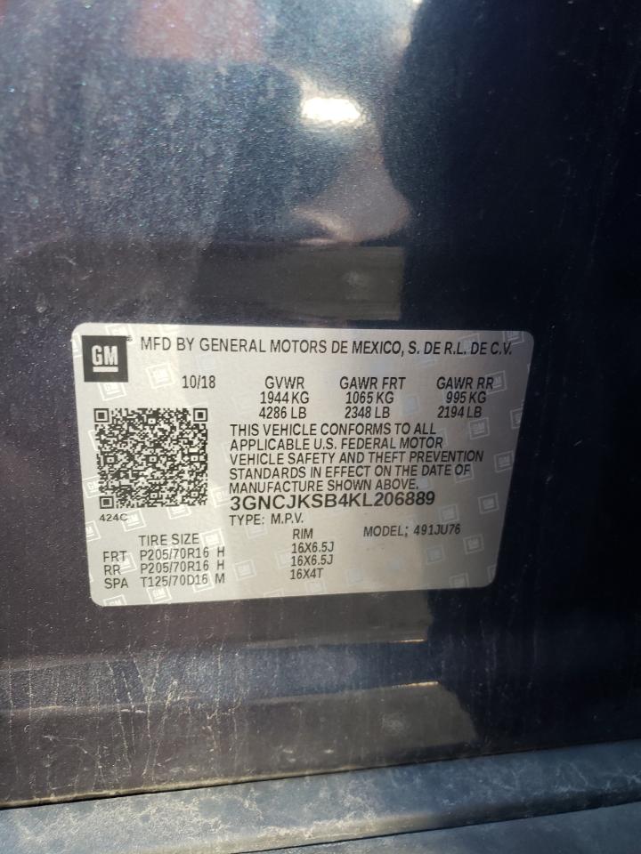 3GNCJKSB4KL206889 CHEVROLET TRAX 2019