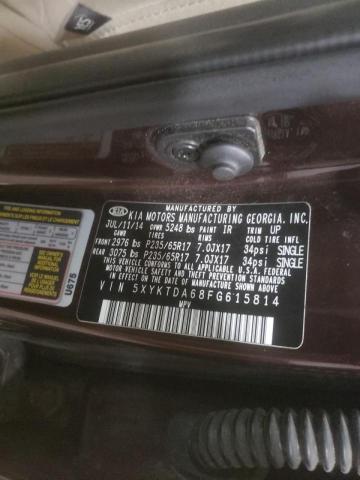 5XYKTDA68FG615814 KIA SORENTO LX