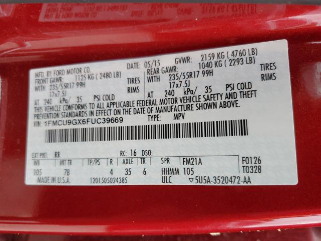 1FMCU9GX6FUC39669 Ford ESCAPE SE