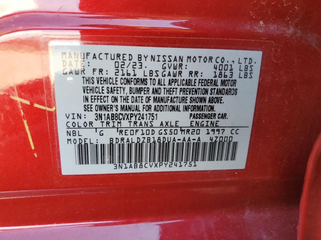 3N1AB8CVXPY241751 NISSAN SENTRA 2023