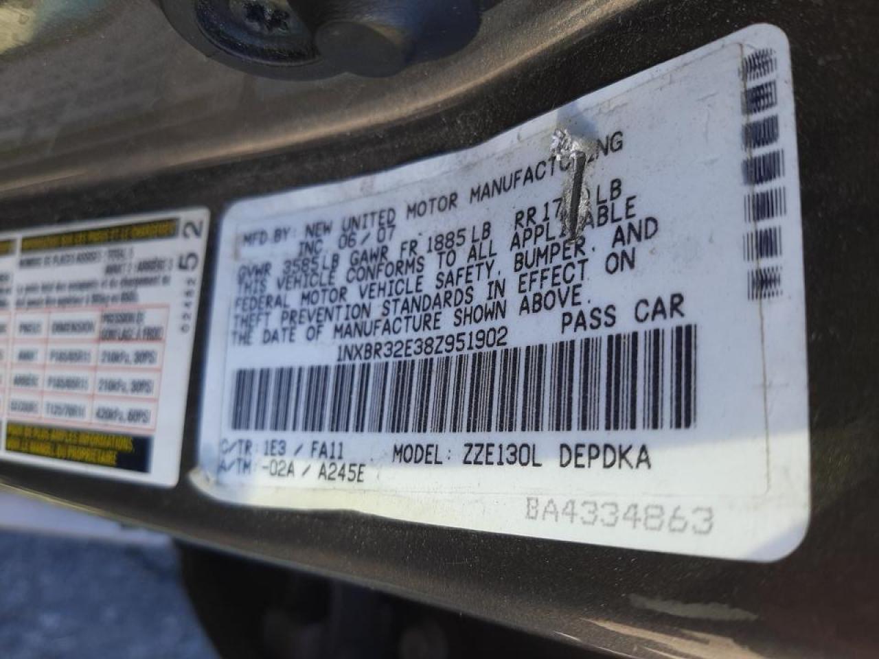 1NXBR32E38Z951902 2008 Toyota Corolla Ce