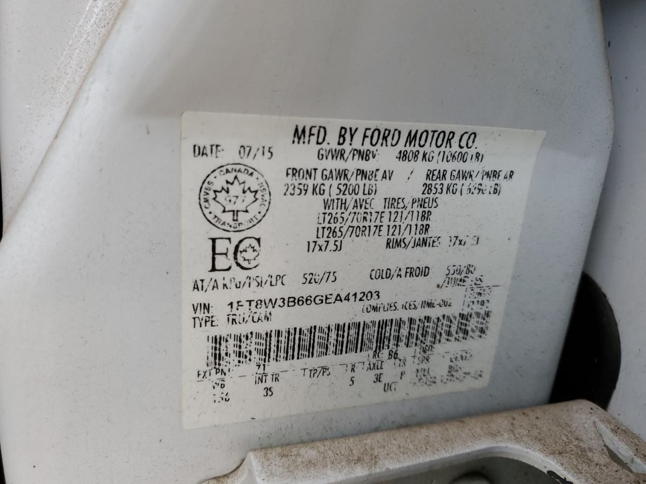 1FT8W3B66GEA41203 FORD F350 2016